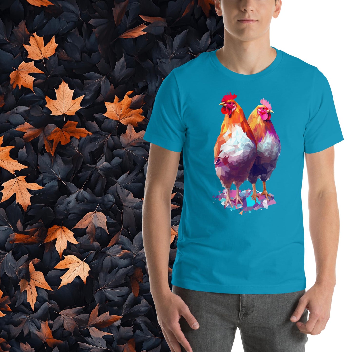 Prismatic Chickens, Geometric Unisex Graphic T-Shirt