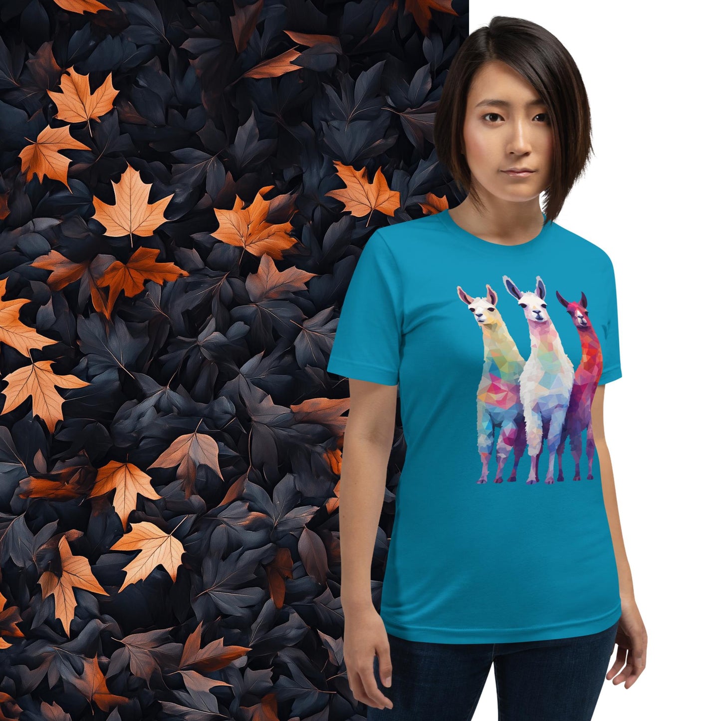 Prismatic Llamas, Geometric Unisex Graphic T-Shirt