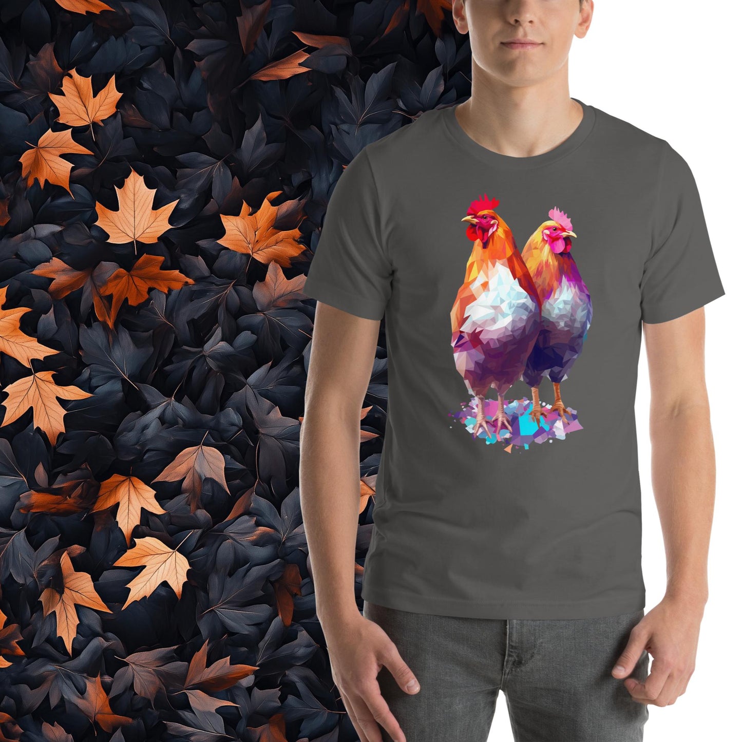 Prismatic Chickens, Geometric Unisex Graphic T-Shirt