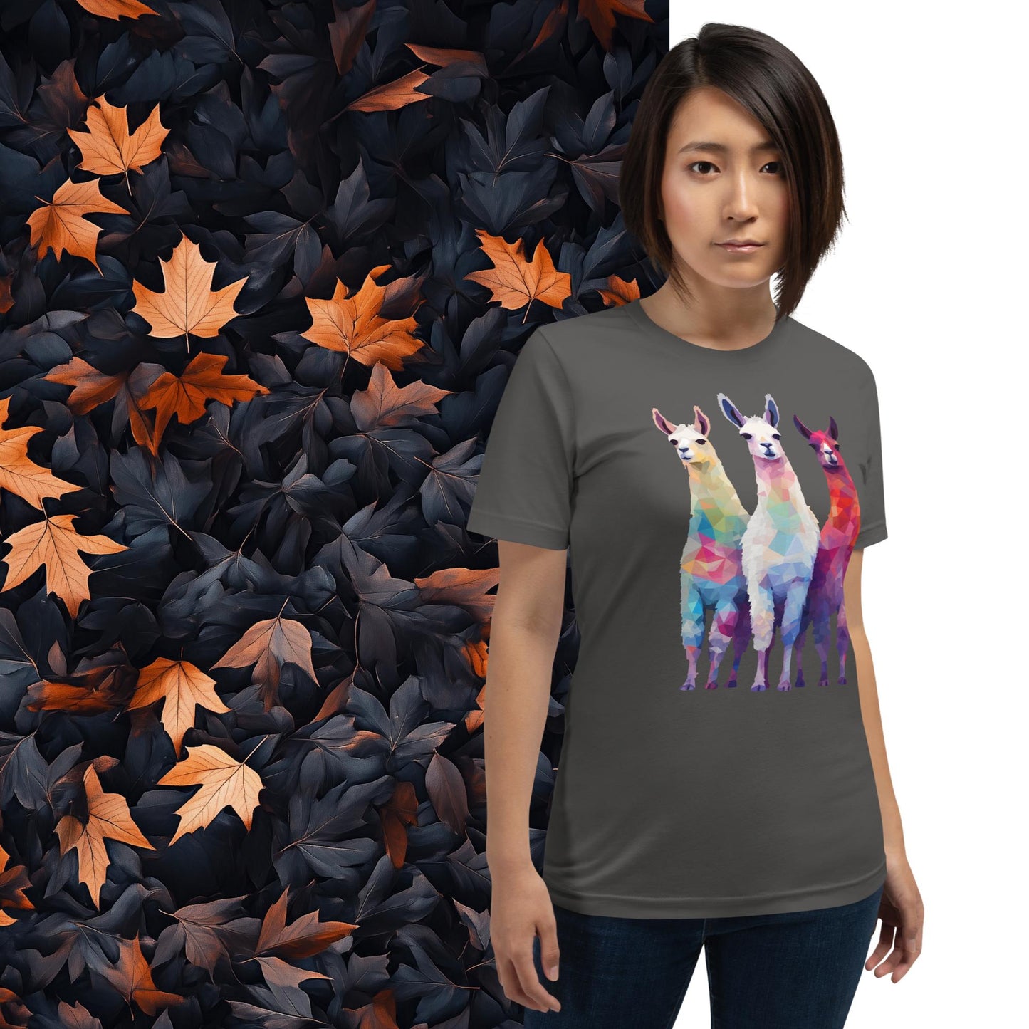 Prismatic Llamas, Geometric Unisex Graphic T-Shirt