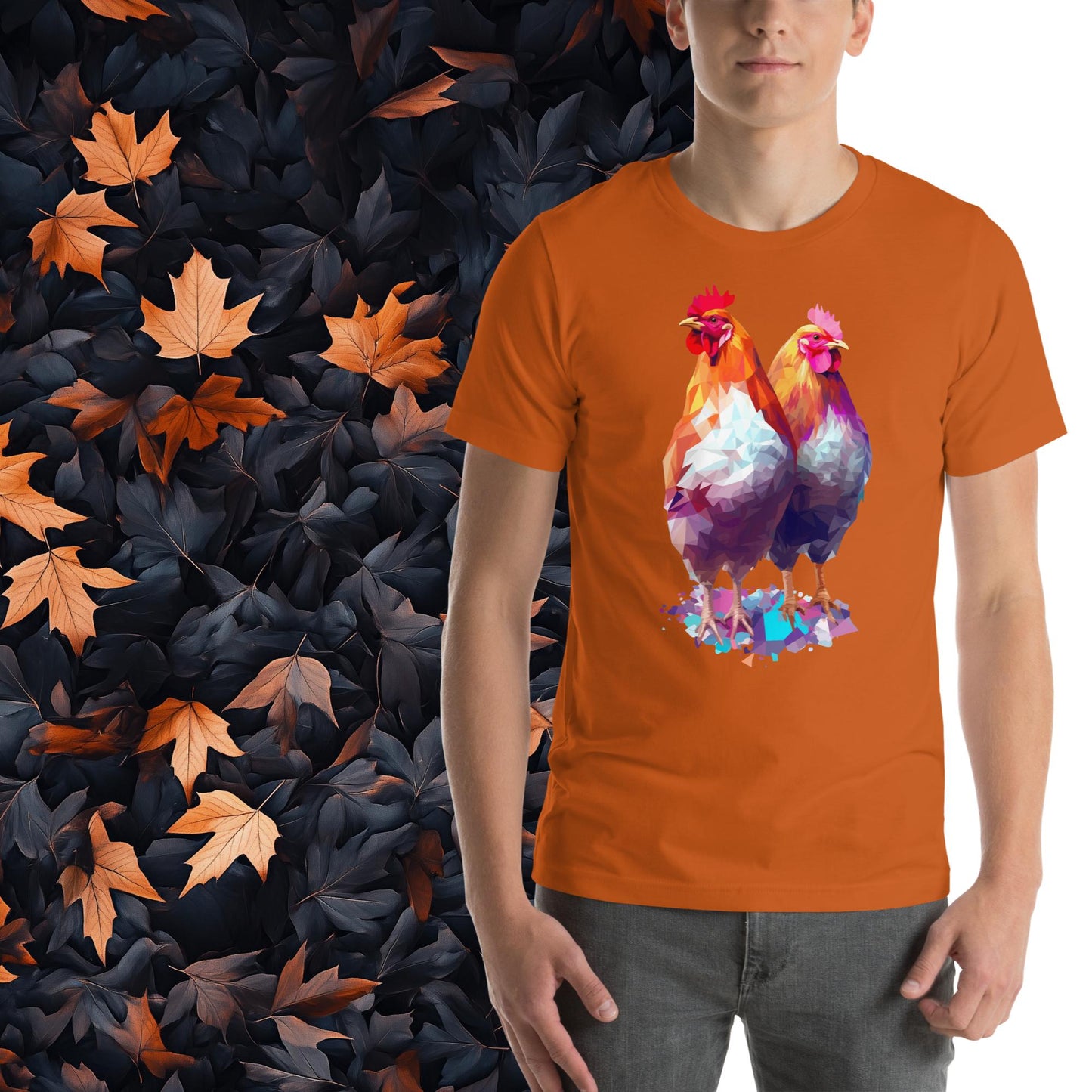 Prismatic Chickens, Geometric Unisex Graphic T-Shirt