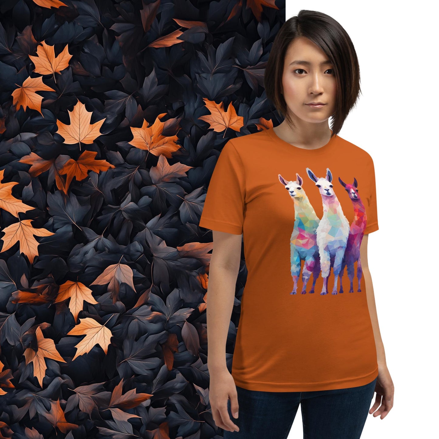 Prismatic Llamas, Geometric Unisex Graphic T-Shirt