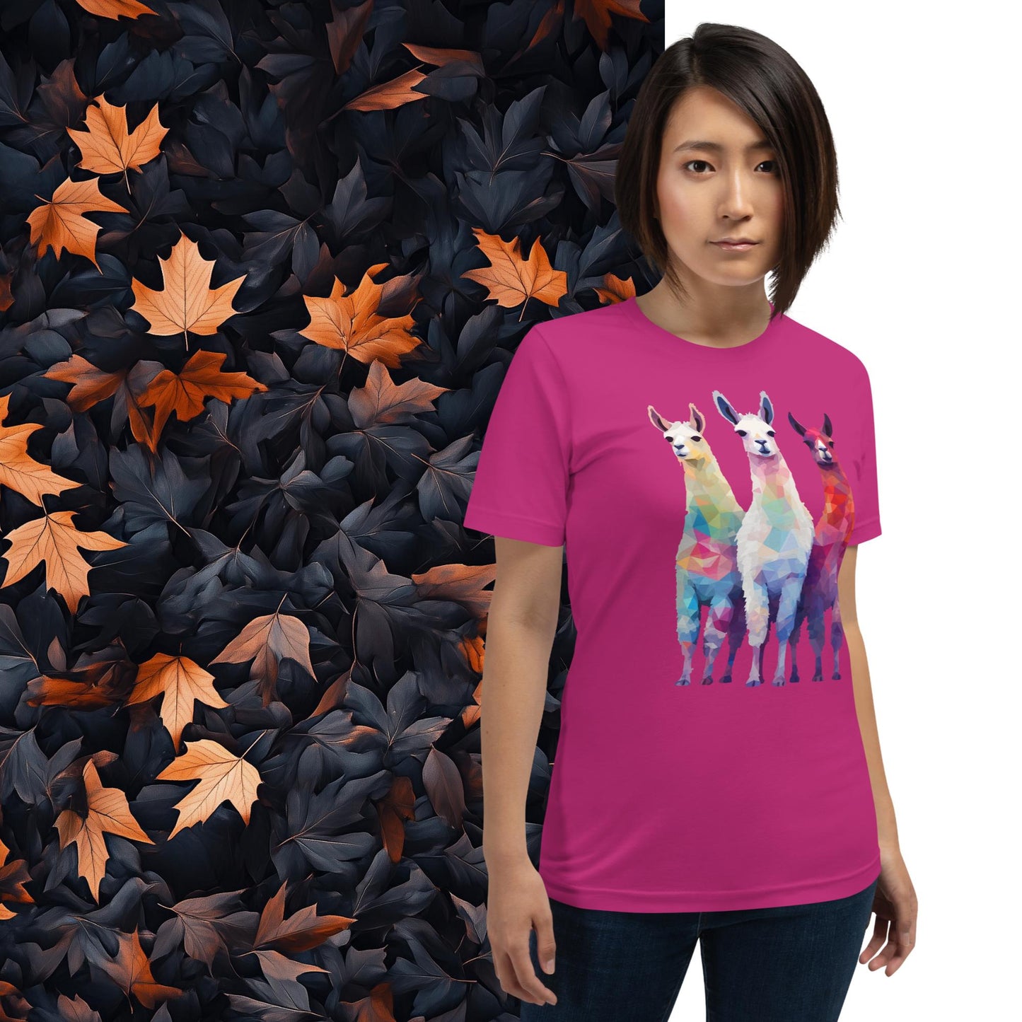 Prismatic Llamas, Geometric Unisex Graphic T-Shirt