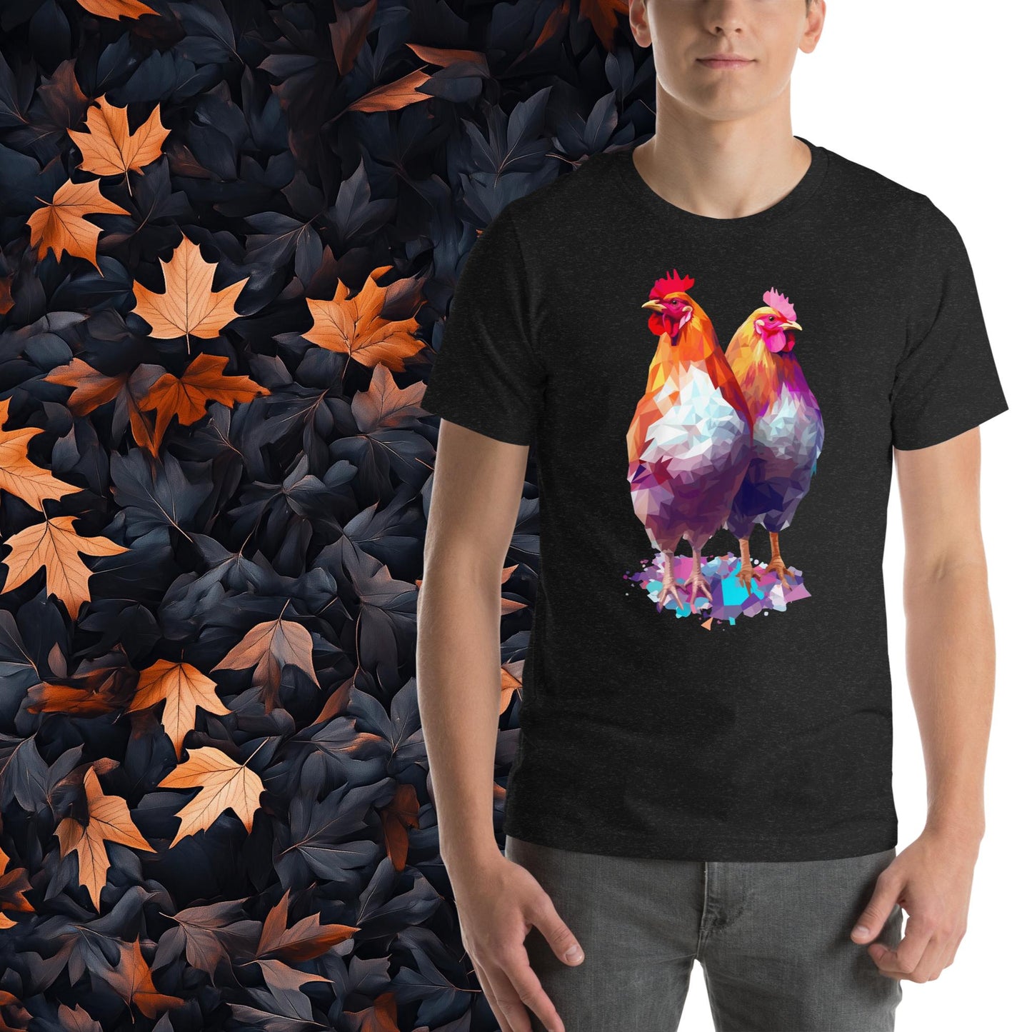 Prismatic Chickens, Geometric Unisex Graphic T-Shirt