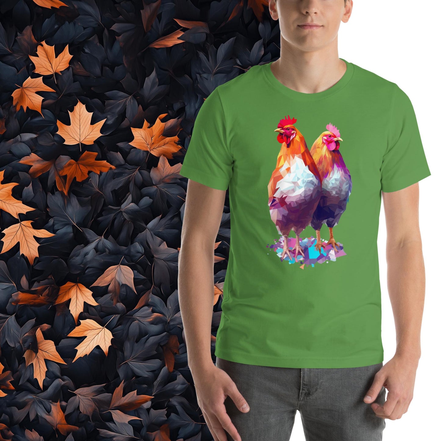 Prismatic Chickens, Geometric Unisex Graphic T-Shirt