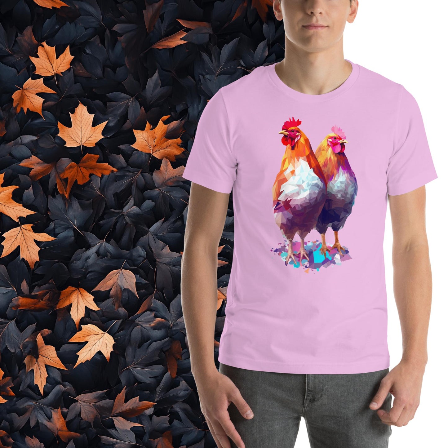 Prismatic Chickens, Geometric Unisex Graphic T-Shirt