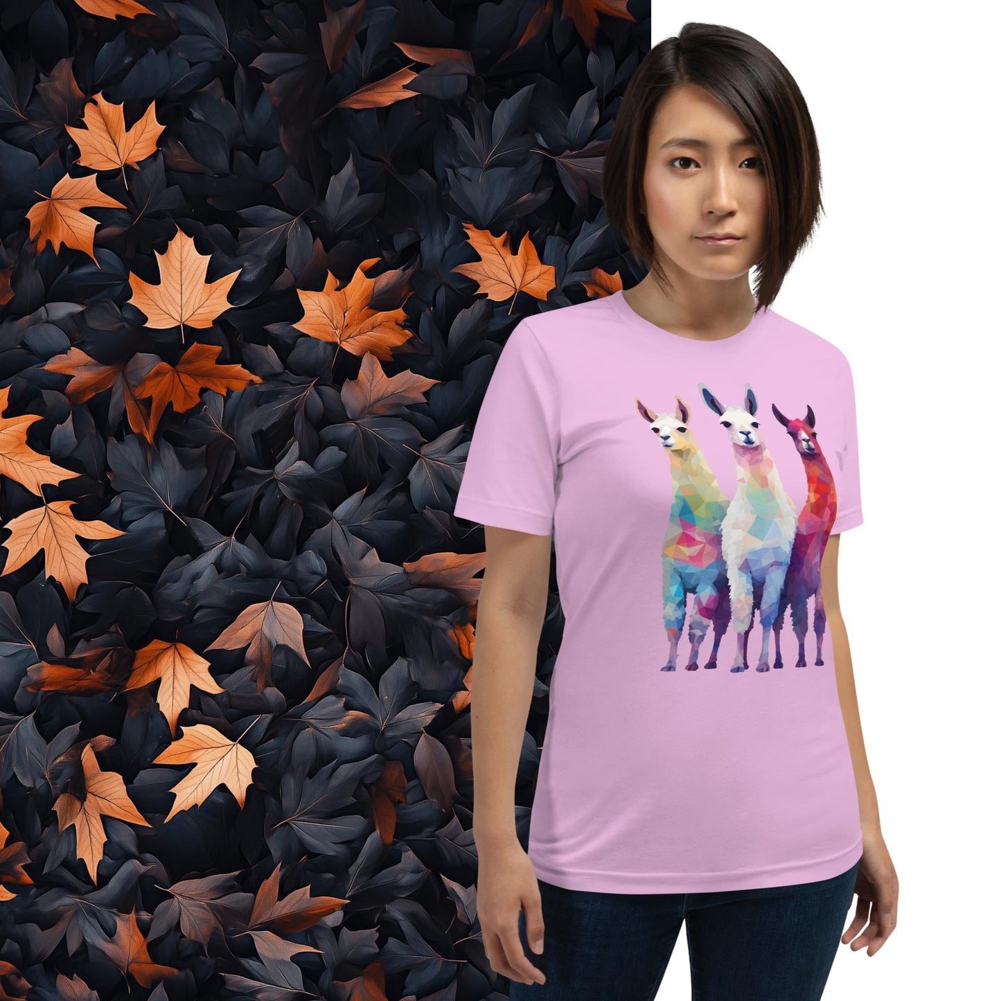 Prismatic Llamas, Geometric Unisex Graphic T-Shirt