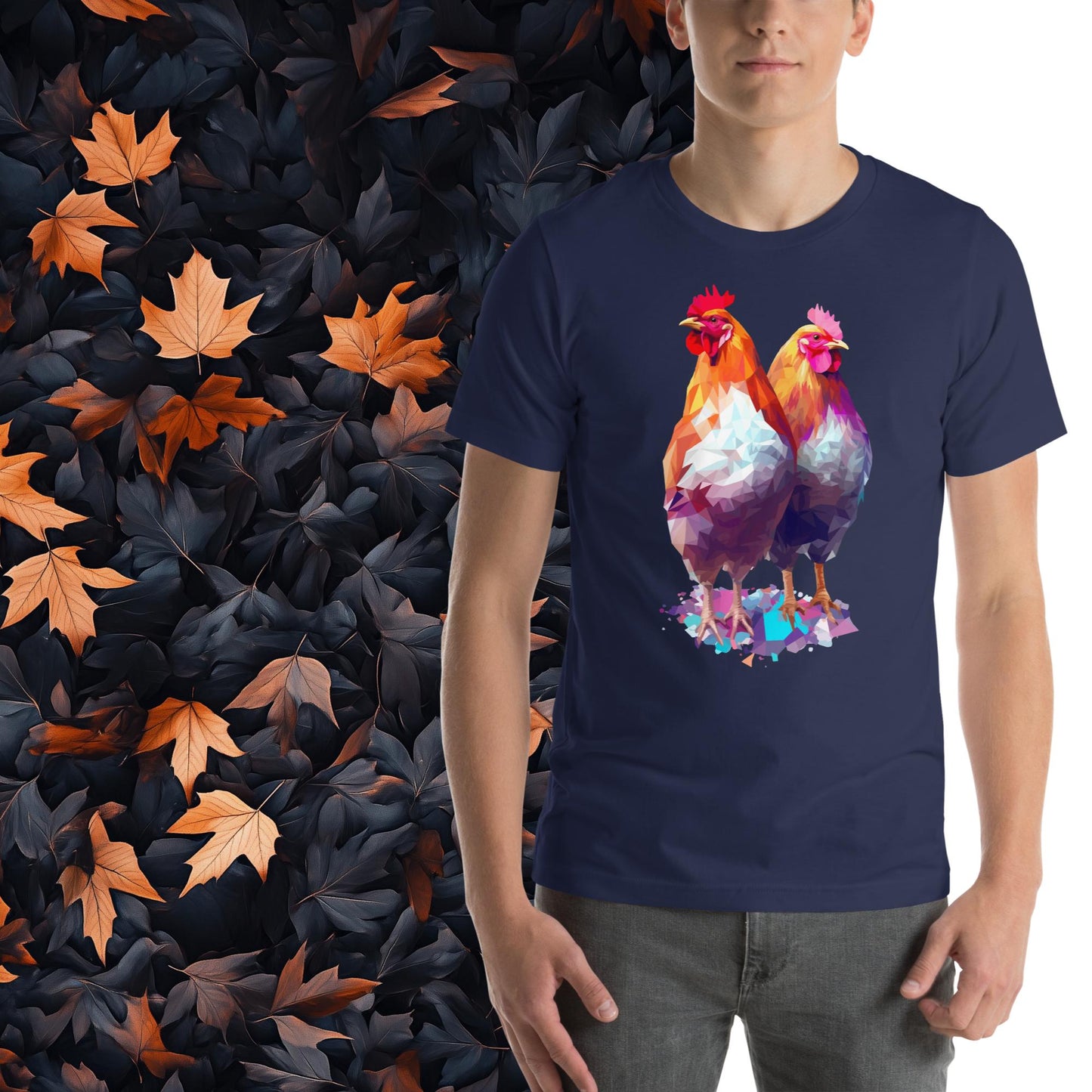 Prismatic Chickens, Geometric Unisex Graphic T-Shirt
