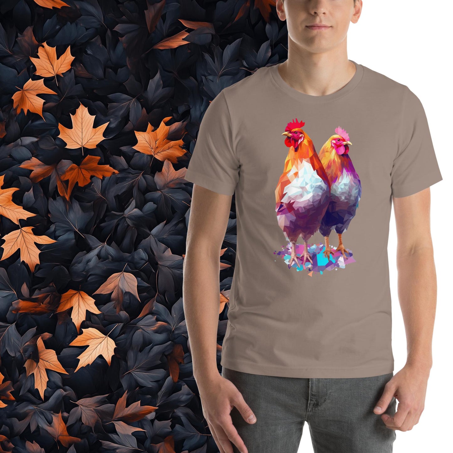 Prismatic Chickens, Geometric Unisex Graphic T-Shirt