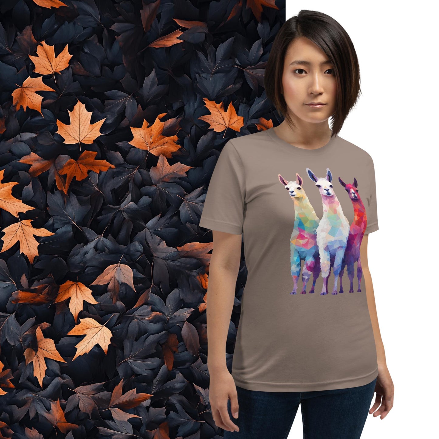 Prismatic Llamas, Geometric Unisex Graphic T-Shirt