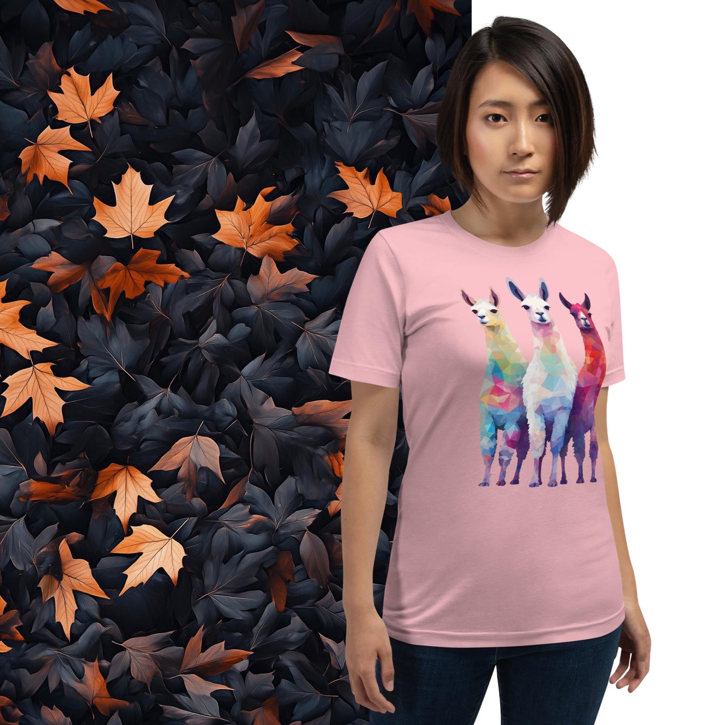 Prismatic Llamas, Geometric Unisex Graphic T-Shirt