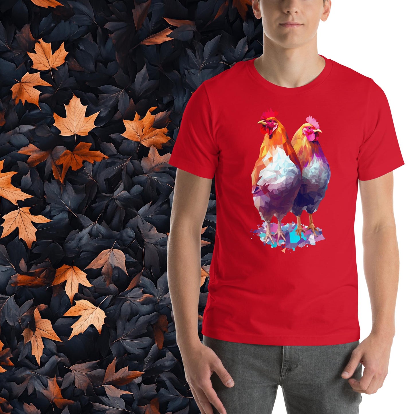 Prismatic Chickens, Geometric Unisex Graphic T-Shirt