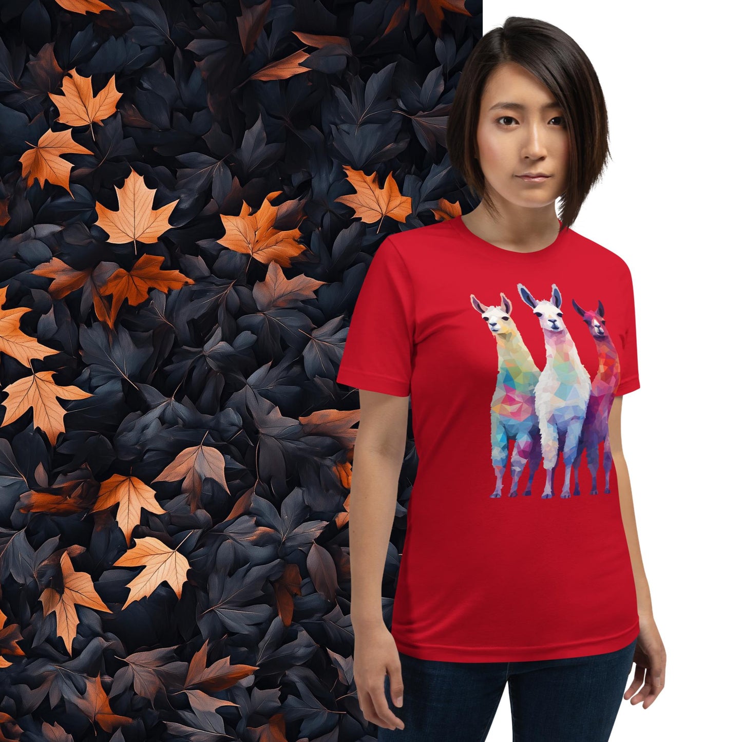 Prismatic Llamas, Geometric Unisex Graphic T-Shirt