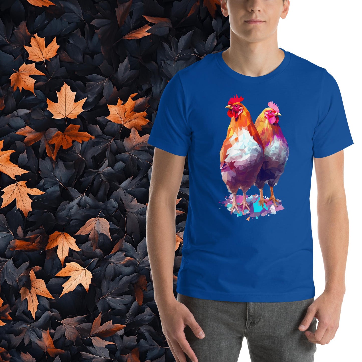 Prismatic Chickens, Geometric Unisex Graphic T-Shirt