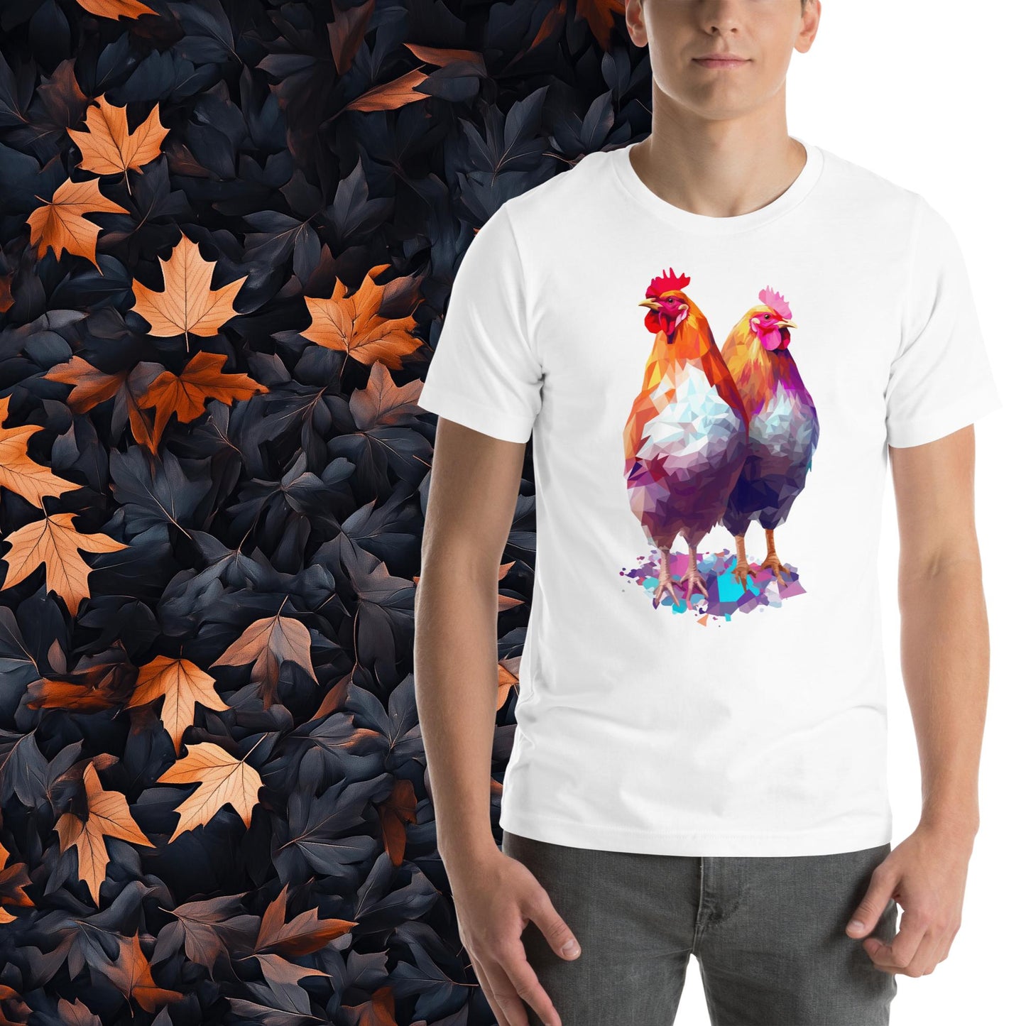 Prismatic Chickens, Geometric Unisex Graphic T-Shirt