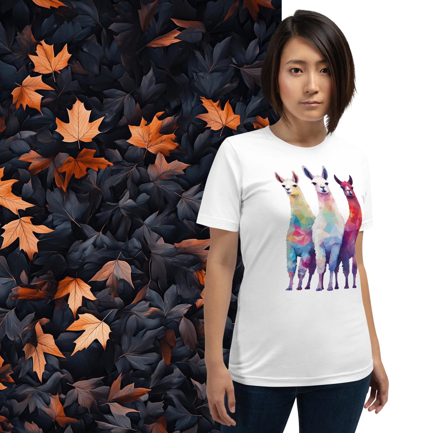 Prismatic Llamas, Geometric Unisex Graphic T-Shirt