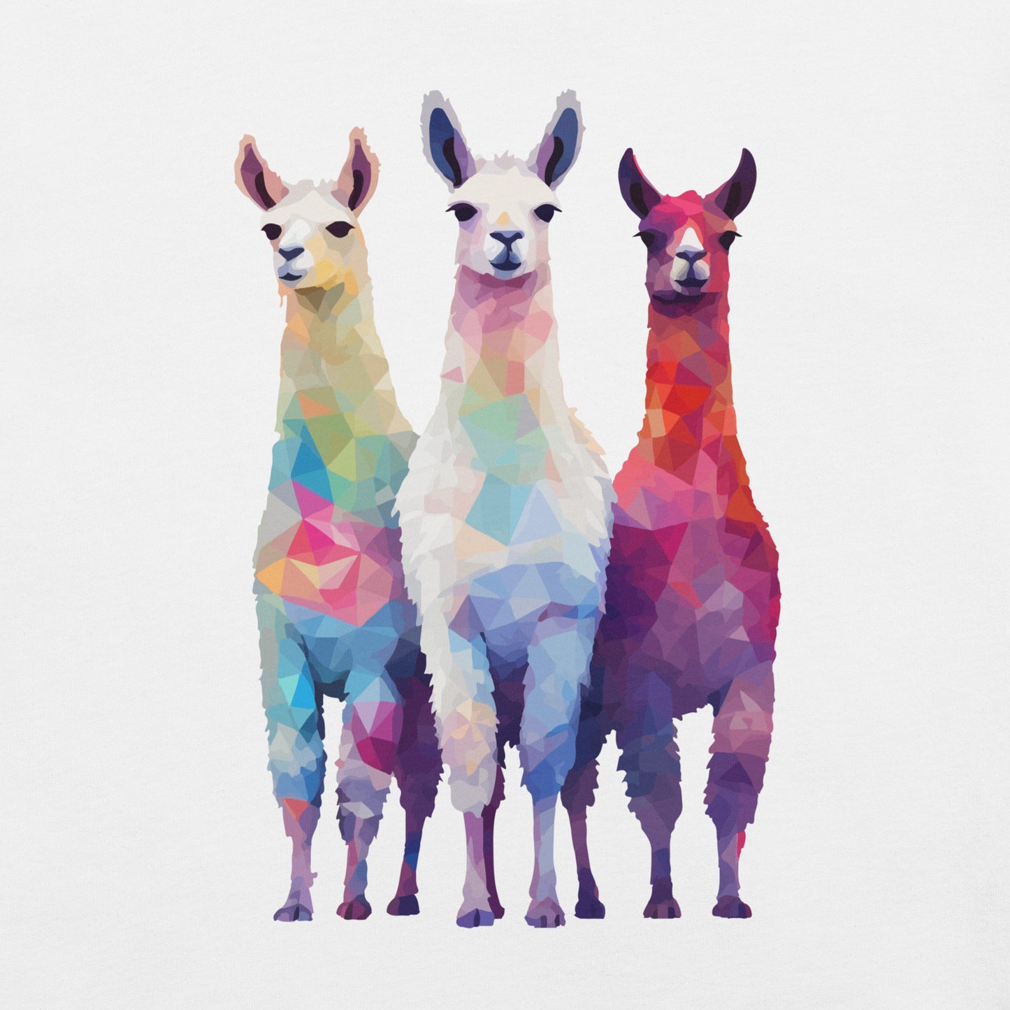 Prismatic Llamas, Geometric Unisex Graphic T-Shirt