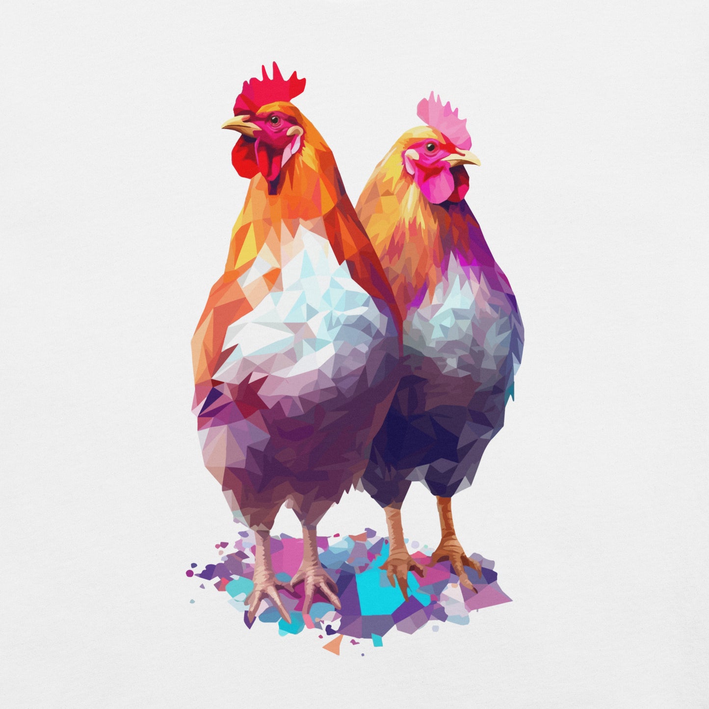 Prismatic Chickens, Geometric Unisex Graphic T-Shirt