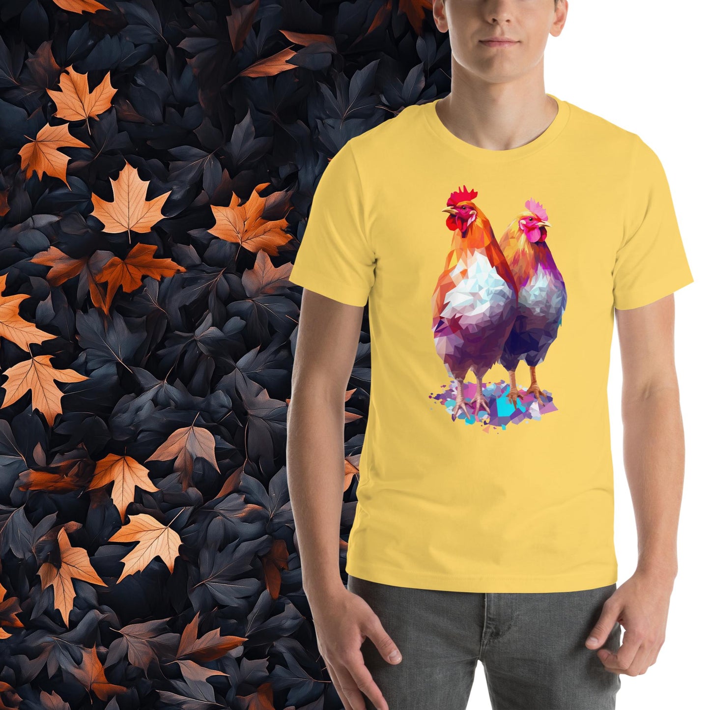 Prismatic Chickens, Geometric Unisex Graphic T-Shirt