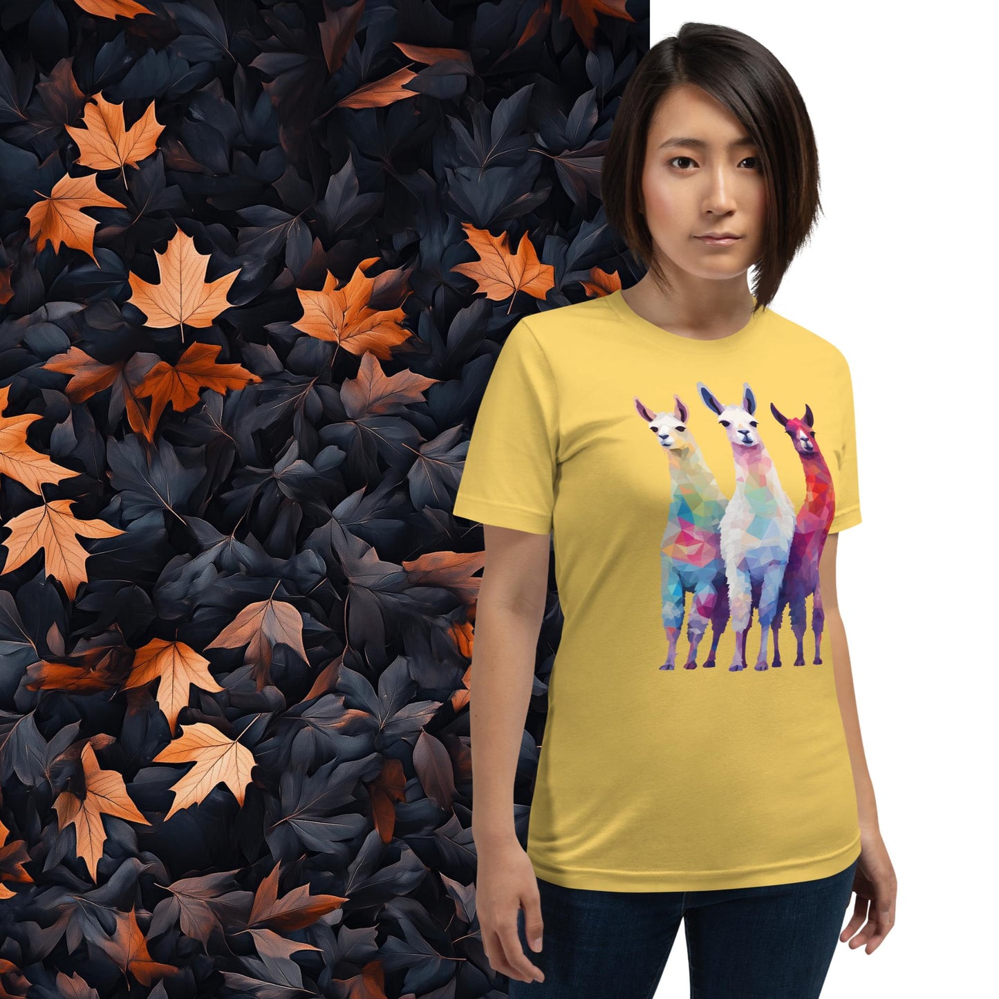 Prismatic Llamas, Geometric Unisex Graphic T-Shirt