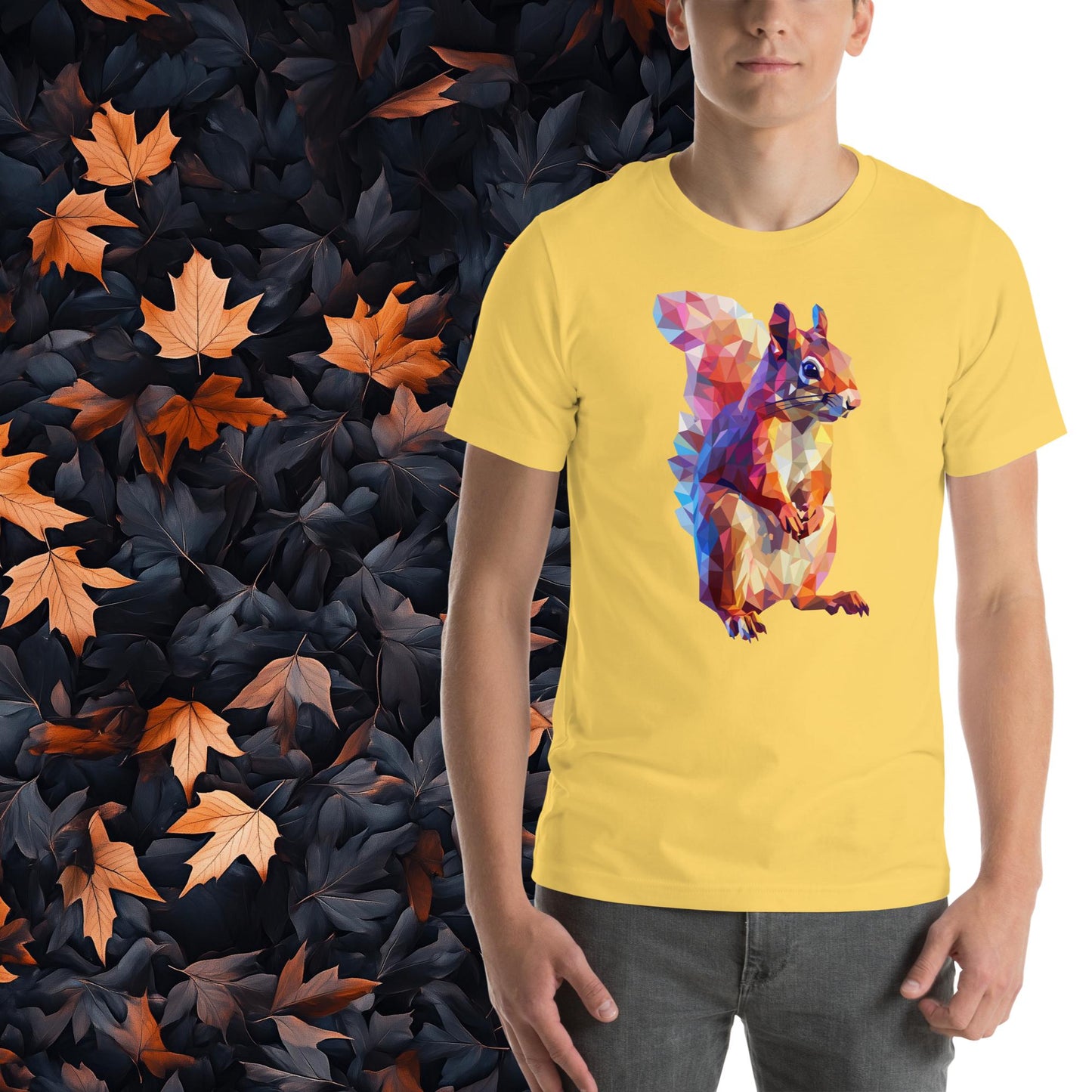 Prismatic Squirrel, Geometric Unisex Graphic T-Shirt