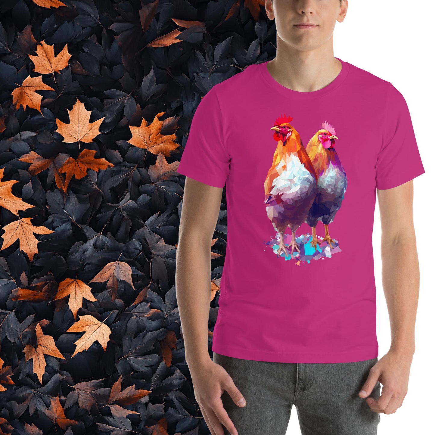 Prismatic Chickens, Geometric Unisex Graphic T-Shirt
